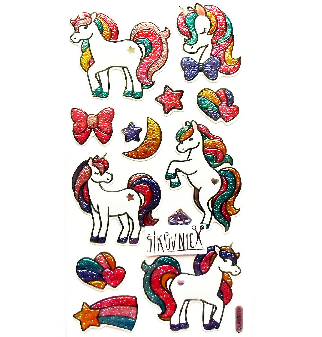 Samolepky, 3D, metalické, unicorn, jednorožec