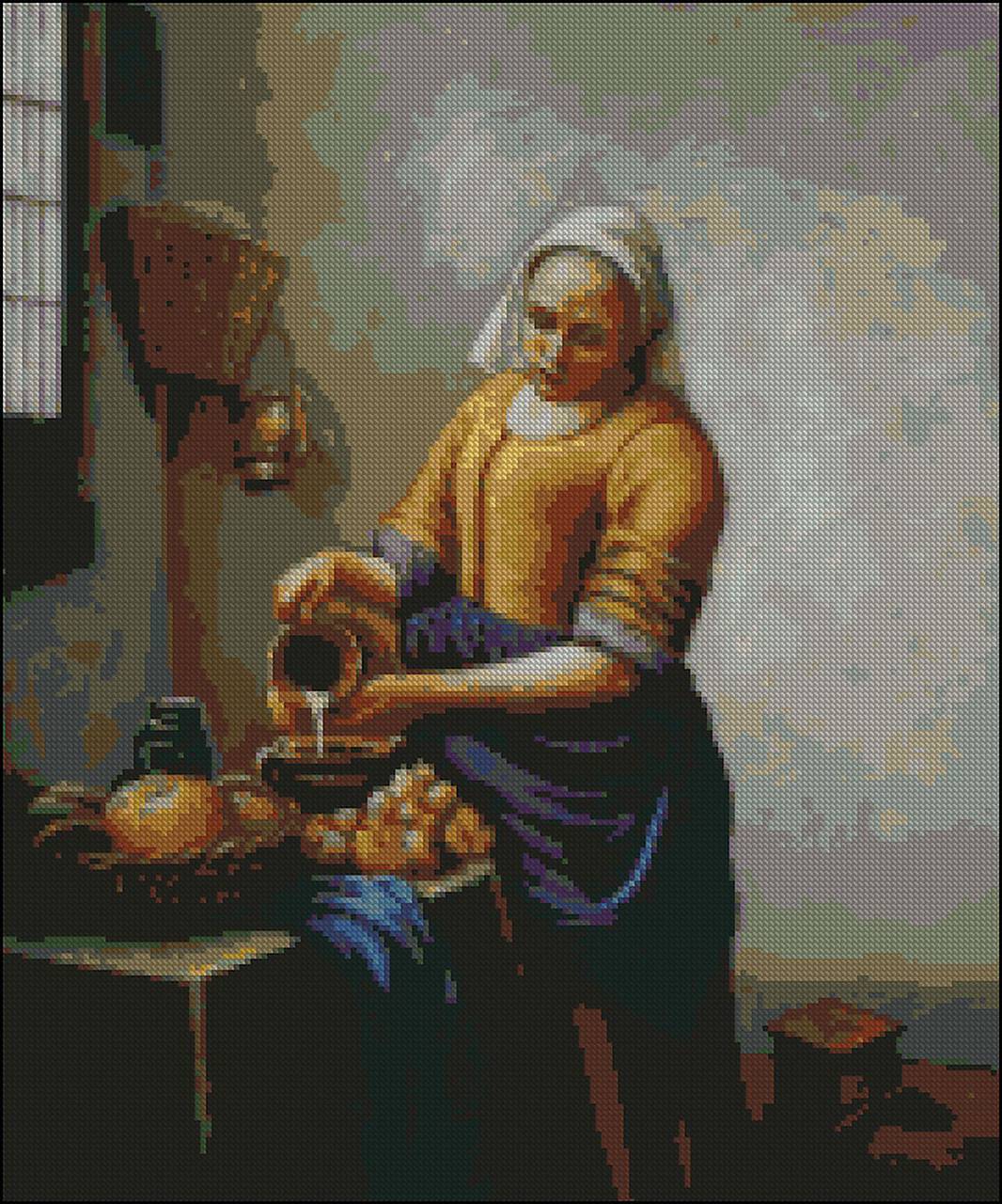 Женщина с кувшином вермеер. Вермеер кухарка. Картина кухарка Вермеер.