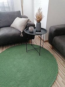 Úžitkový textil - Okrúhly háčkovaný koberec Eukalyptus - 11982762_