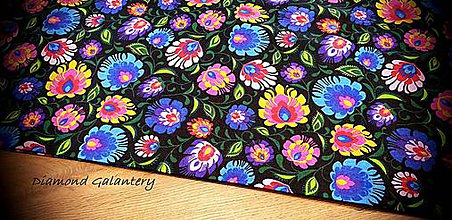 Textil - Bavlnená látka - Folk kvety - cena za 10 centimetrov - 11991070_