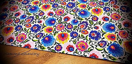Textil - Bavlnená látka - Folk kvety - cena za 10 centimetrov (Biela) - 11991075_