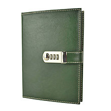 Iné tašky - Kožený zápisník /zakladač na heslový zámok v zelenej farbe - 11995179_