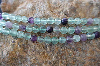 Minerály - Fluorit fazetovaný 6mm (1 šnúra (61ks)) - 11994306_