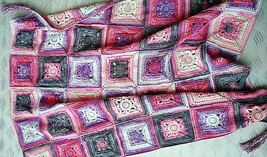Detský textil - Detská deka z háčkovaných štvorcov - 11994437_