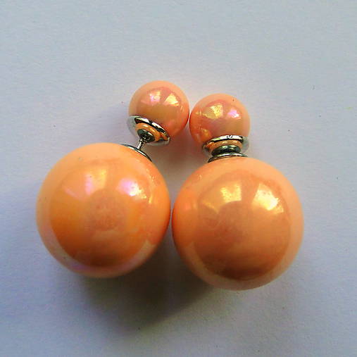 Dvojité perlové náušnice 16mm (lososová)