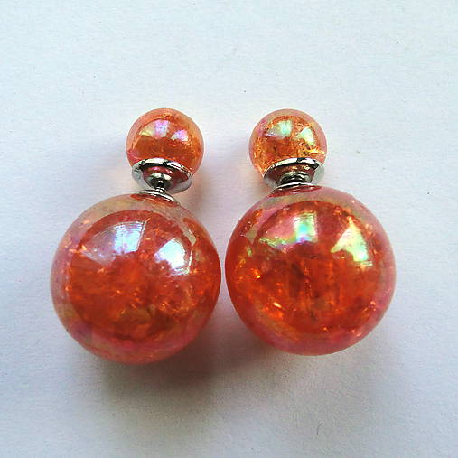 Dvojité perlové náušnice 16mm (oranžová)