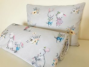 Detský textil - Detska deka a vankus zajackovia - 11998689_