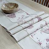 Úžitkový textil - ETELA - kvetinové šálky režnej - stredový obrus - 11996721_