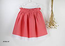 Detské oblečenie - Ľanová sukňa s madeirou, detská, koralová - 11999485_