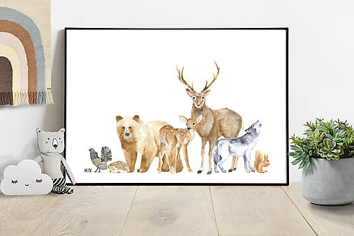 Art Print - lesné zvieratá vedľa seba