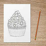 Papiernictvo - Relaxačná omaľovánka cupcake - 12000455_