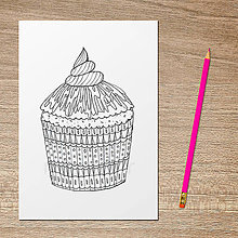 Papiernictvo - Relaxačná omaľovánka cupcake (extra poleva) - 12000453_