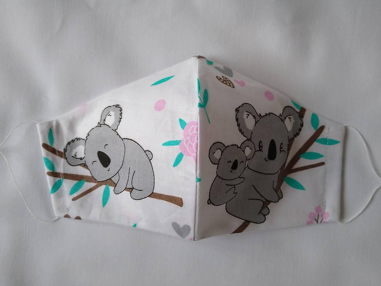 AKCIA dizajnové rúško koala tvarované dvojvrstvové