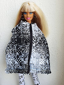 Hračky - Čiernobiele pončo pre Barbie - 12001139_