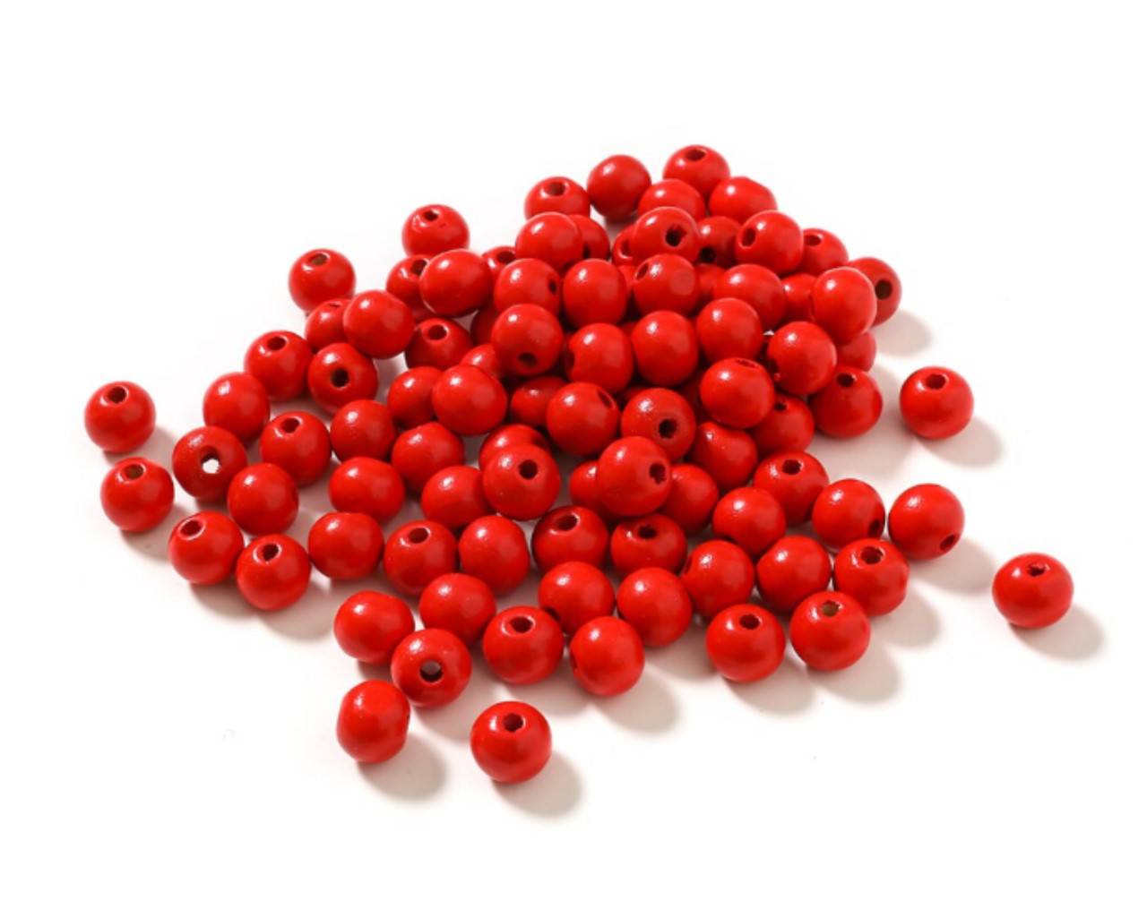 KD110 Korálka drevená farebná 1 cm (Červená)
