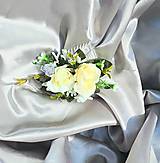 Ozdoby do vlasov - Svadobný béžový kvetinový hrebeň - 12001164_