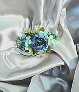 Ozdoby do vlasov - Modrý kvetinový hrebeň do vlasov - 12001176_