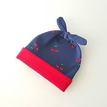 Detské čiapky - Novorodenecká čiapočka 0-3 mesiace (čerešničky) - 12006353_