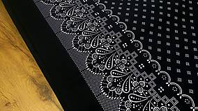 Textil - Bavlnená látka - Krajkový motív - cena za 10 centimetrov (Čierna) - 12009392_