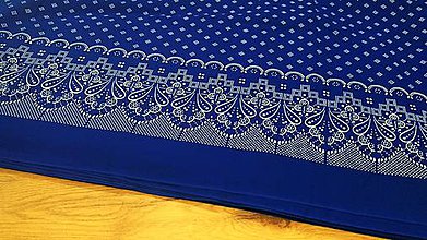 Textil - Bavlnená látka - Krajkový motív - cena za 10 centimetrov (Modrá) - 12009386_