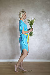 Šaty - Letné šaty s prekríženým ramenom (M - Tyrkysová) - 12008915_