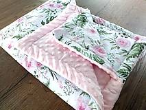 Detský textil - Minky deka "Ruže v záhrade" - 100x70cm - 12009283_