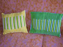Úžitkový textil - Tkané obliečky na vankúše žlto-zeleno-biele - 12008143_