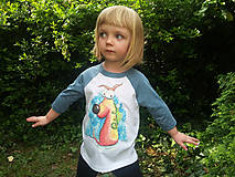 Detské oblečenie - Detské tričko s 3/4 raglánovými rukávmi - Pes a chameleon - 12012016_