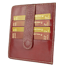 Peňaženky - Púzdro na karty z pravej kože v bordovej farbe - 12014008_