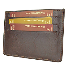 Peňaženky - Kožené púzdro na karty v tmavo hnedej farbe - 12014018_