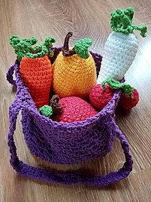 Hračky - Háčkované ovocie a zelenina v taške - 12012803_