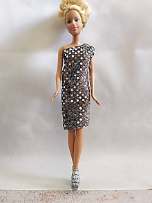 Hračky - Barbie, puzdrové  strieborné šaty - 12012783_