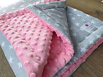 Detský textil - Minky deka "Šedé hviezdičky" - 100x70cm - 12011700_