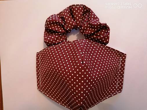 Rúška - Set tvarované rúško s gumičkou _bordove s bodkami - 12012020_