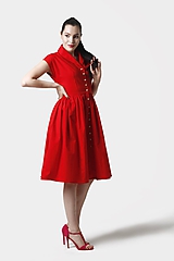 Šaty červené s límčekom a  gombíkmi