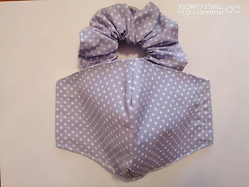 Rúška - Set tvarované rúško s gumičkou _svetlofialové s bodkami - 12015468_