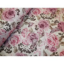 Úžitkový textil - Bavlnené romantické posteľné návliečky (Väčšie fialové ruže na bielej) - 12015494_