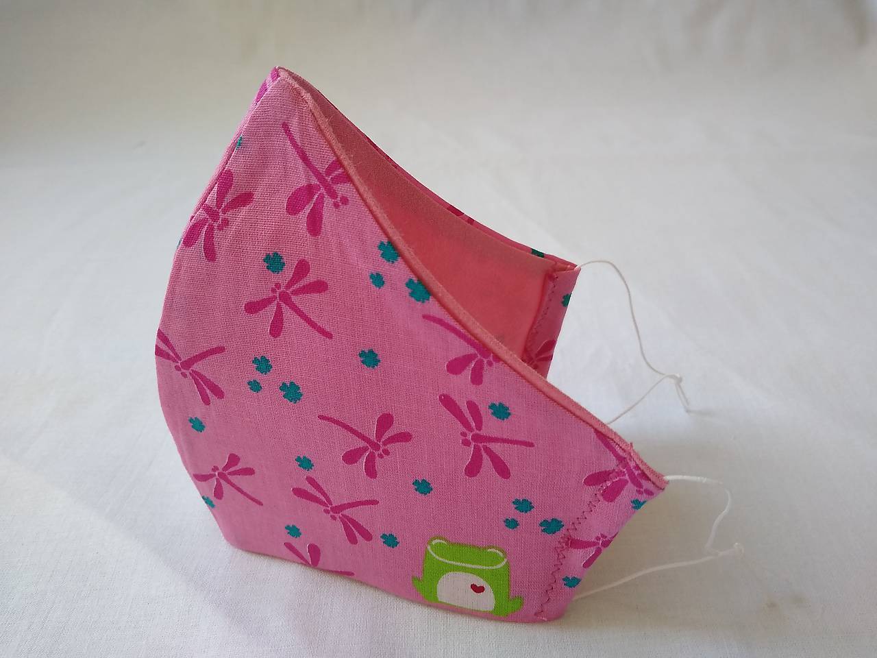 Dizajnové rúško tvarované ružová vážka