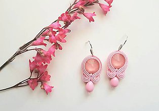 Náušnice - Farebné náušničky - soutache earrings  (Ružová) - 12020478_