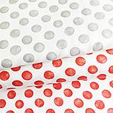 Textil - červené bodky, hrubá 100 % bavlna, šírka 140 cm - 12020287_