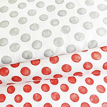 Textil - červené bodky, hrubá 100 % bavlna, šírka 140 cm - 12020287_