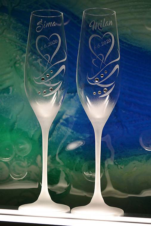 Nádoby - Svadobné poháre šampaň - 12022119_