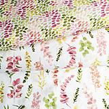 Textil - akvarelové lístky II, 100 % predzrážaná bavlna Španielsko, šírka 150 cm - 12023244_