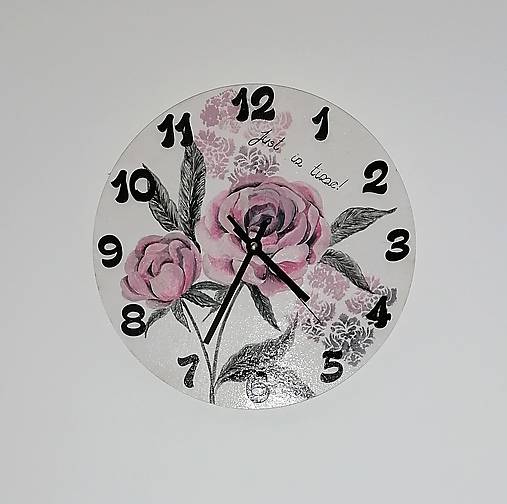 Hodiny - "Peonies" - nástenné hodiny - 12022844_