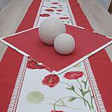 Úžitkový textil - Maky s červenou - stredový obrus  (155 cm x 40 cm) - 12022894_
