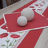 Úžitkový textil - Maky s červenou - stredový obrus  (155 cm x 40 cm) - 12022895_
