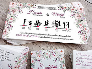 Papiernictvo - Svadobné oznámenie príbeh lásky, časová os / pozvánky zdarma (Jemné fialovo-ružové  kvety Romantic) - 12024583_