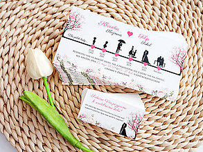 Papiernictvo - Svadobné oznámenie príbeh lásky, časová os / pozvánky zdarma (Jemné ružové kvety) - 12024652_