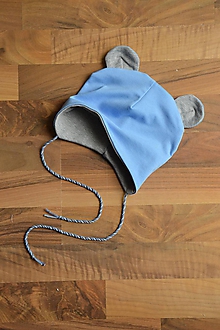 Detské čiapky - Pružná čiapka malý macko modrá - 12026570_