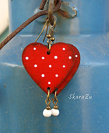 Náušnice - Heart dots // Red - 12026122_